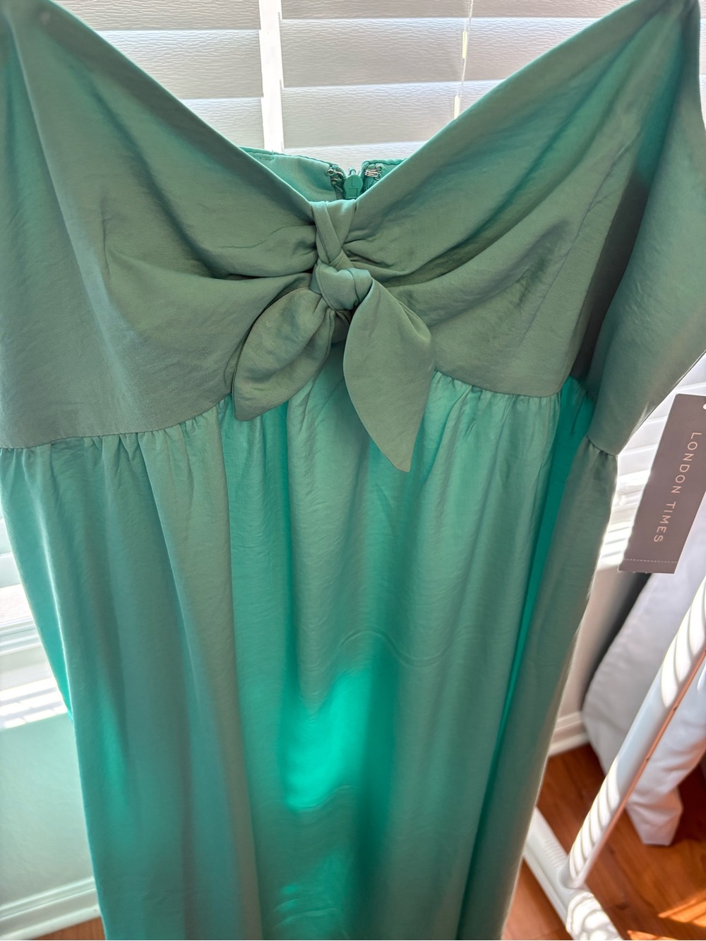 London Times Teal Tie-Front Chemise